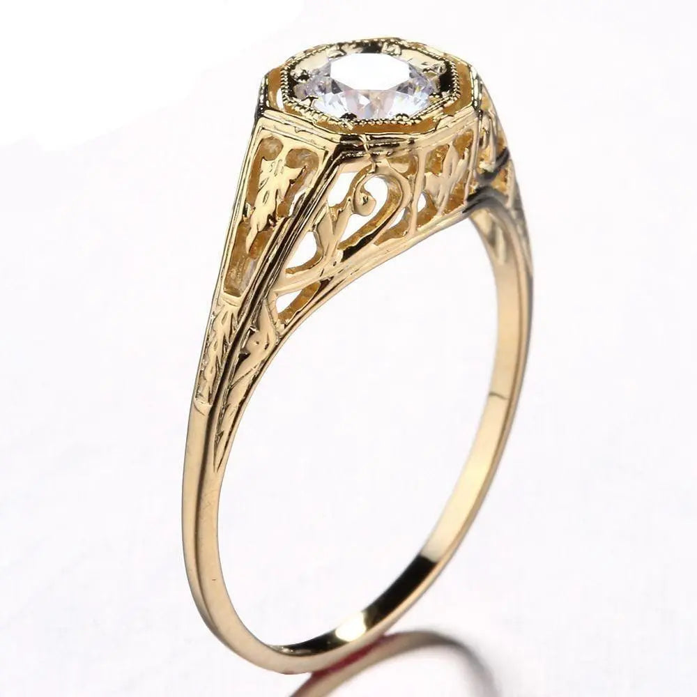 10k Yellow Gold Vintage / Unique Moissanite Ring 0.4ct Moissanite Engagement Rings & Jewelry | Luxus Moissanite Unique Moissanite for Engagement Ring