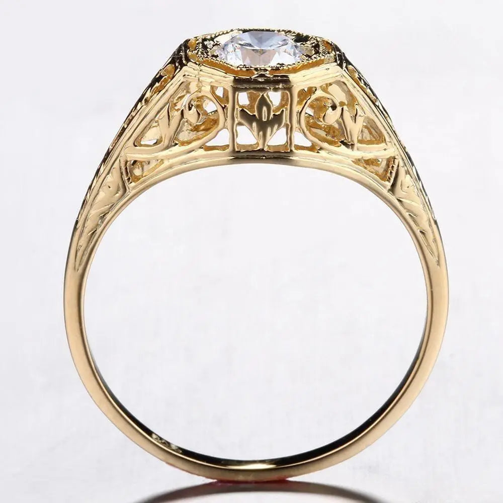 10k Yellow Gold Vintage / Unique Moissanite Ring 0.4ct Moissanite Engagement Rings & Jewelry | Luxus Moissanite Unique Moissanite for Engagement Ring