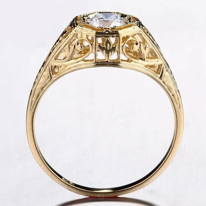10k Yellow Gold Vintage / Unique Moissanite Ring 0.4ct Moissanite Engagement Rings & Jewelry | Luxus Moissanite Unique Moissanite for Engagement Ring