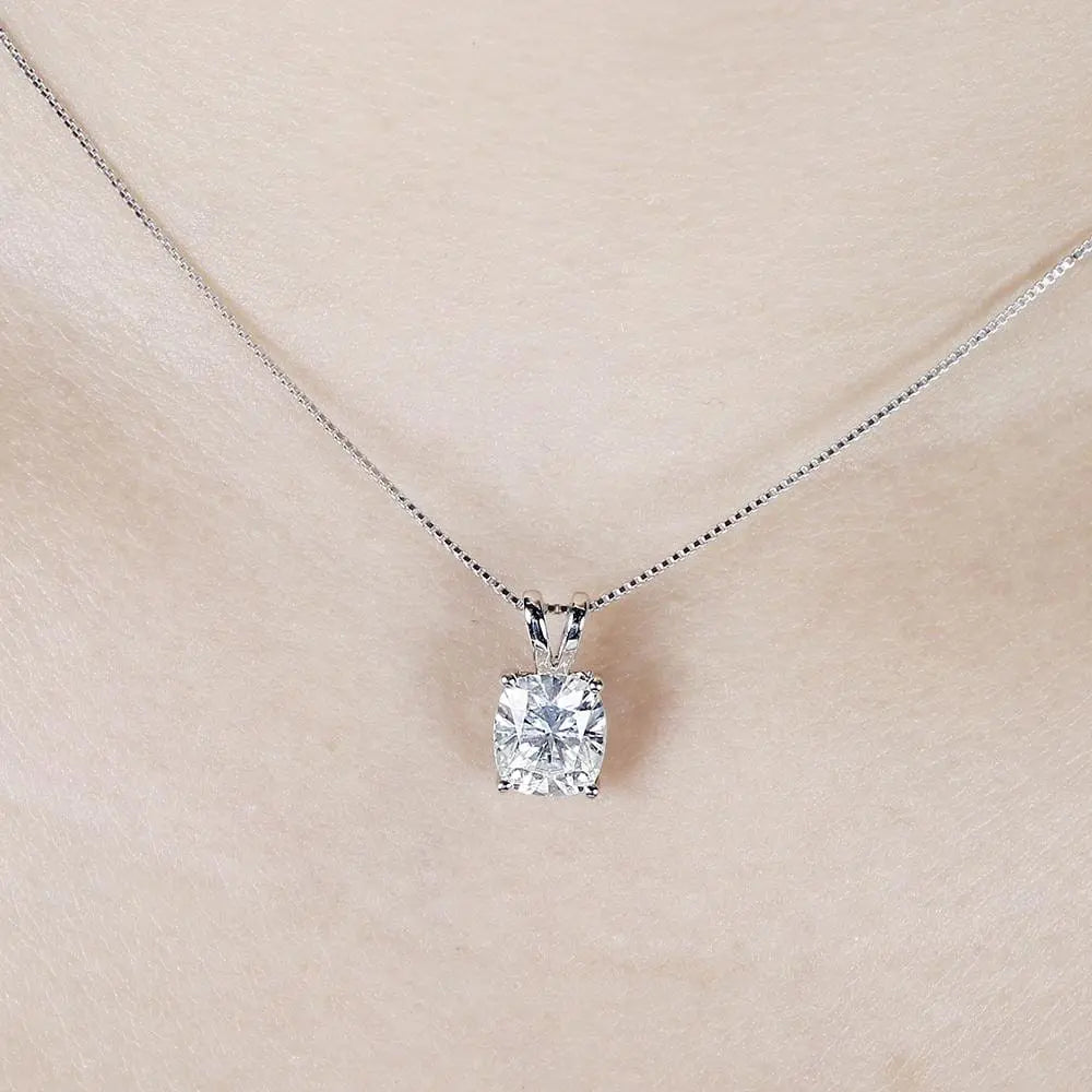 10k or 14k White Gold Moissanite Necklace 2ct Moissanite Engagement Rings & Jewelry | Luxus Moissanite