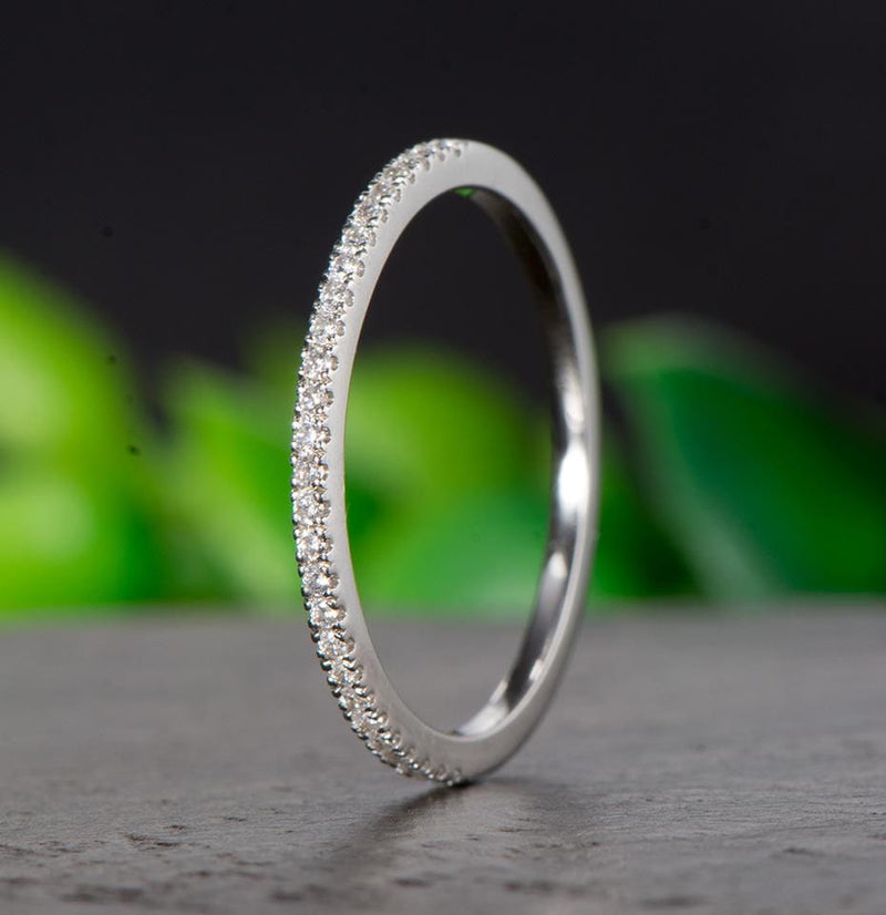 10k or 14k White or Rose Gold Moissanite Half Eternity Rings 0.1ct Moissanite Engagement Rings & Jewelry | Luxus Moissanite