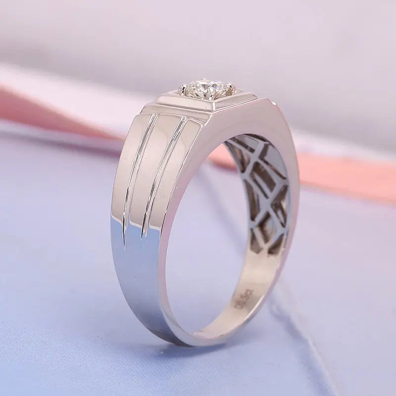 10k, 14k, or 18k White Gold Men's Moissanite Engagement Ring 0.3ct Moissanite Engagement Rings & Jewelry | Luxus Moissanite