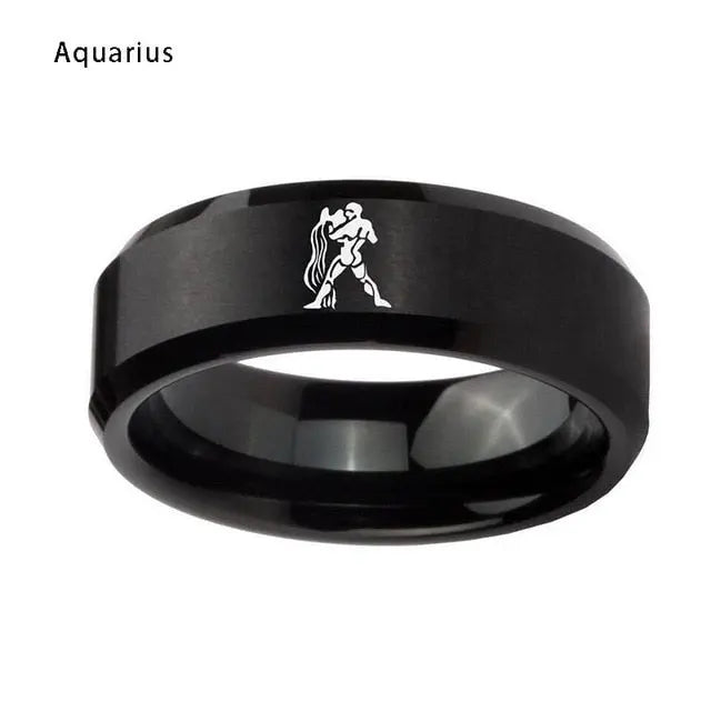 12 Zodiac Stainless Steel Men's Wedding Band Moissanite Engagement Rings & Jewelry | Luxus Moissanite