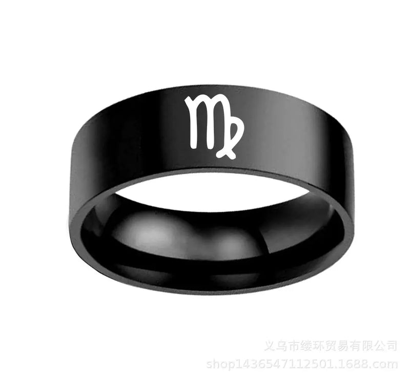 12 Zodiac Stainless Steel Men's Wedding Band Moissanite Engagement Rings & Jewelry - Zodiac Band | Luxus Moissanite