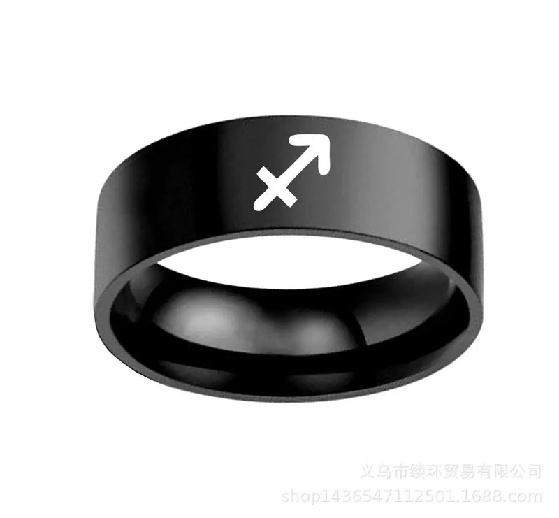 12 Zodiac Stainless Steel Men's Wedding Band Moissanite Engagement Rings & Jewelry | Luxus Moissanite
