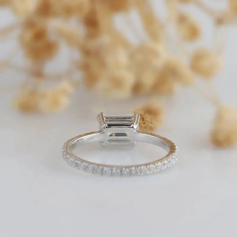 14K WHITE GOLD MOISSANITE EMERALD CUT 1CT Moissanite Engagement Rings & Jewelry | Luxus Moissanite | Emerald Cut Engagement Ring 