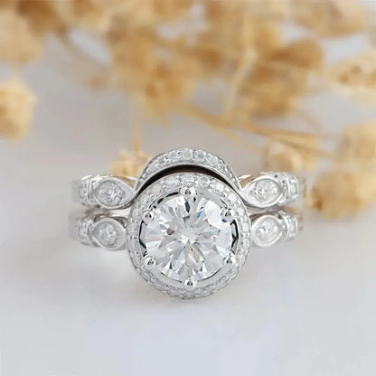 14K WHITE GOLD MOISSANITE ENGAGEMENT SET 2CT Moissanite Engagement Rings & Jewelry | Luxus Moissanite