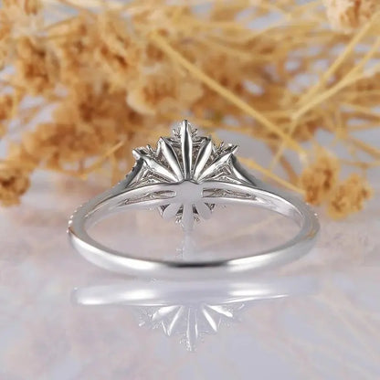 14K WHITE GOLD SNOW FLAKE MOISSANITE ENGAGEMENT RING Moissanite Engagement Rings & Jewelry | Luxus Moissanite | Engagement Ring Snowflake