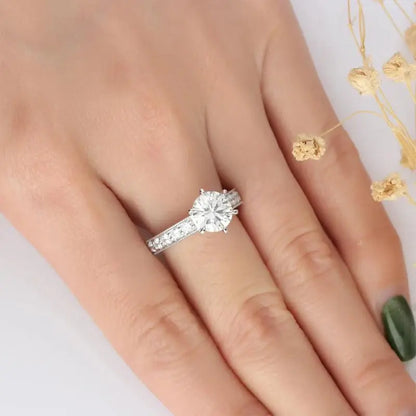14K WHITE GOLD VINTAGE MOISSANITE ENGAGEMENT RING 2CT Moissanite Engagement Rings & Jewelry | Luxus Moissanite