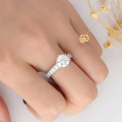 14K WHITE GOLD VINTAGE MOISSANITE ENGAGEMENT RING 2CT Moissanite Engagement Rings & Jewelry | Luxus Moissanite
