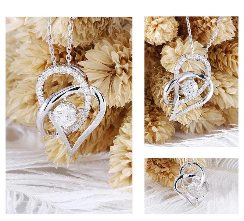 14k / 18k White Gold Heart Necklace / Pendant 0.5ct Center Stone Moissanite Engagement Rings & Jewelry | Luxus Moissanite