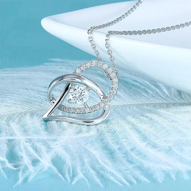 14k / 18k White Gold Heart Necklace / Pendant 0.5ct Center Stone Moissanite Engagement Rings & Jewelry | Luxus Moissanite