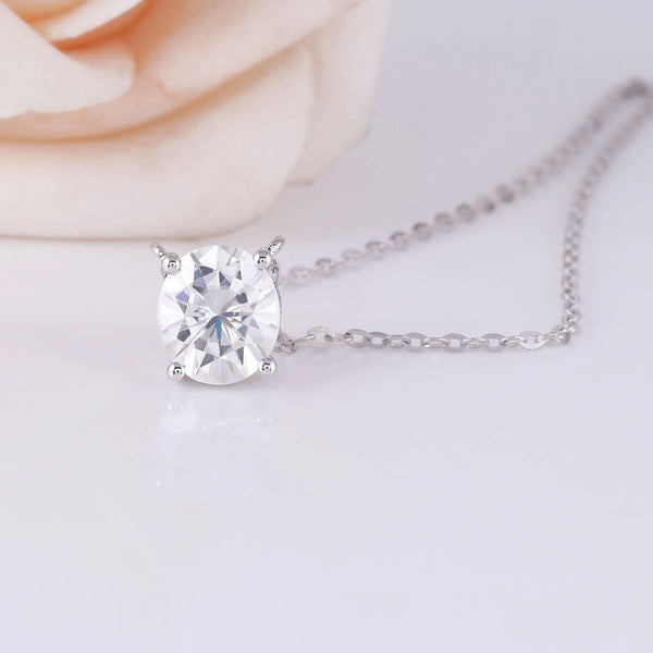 14k Rose / White / Yellow Gold Options Moissanite Necklace 2ct Oval Stone Moissanite Engagement Rings & Jewelry | Luxus Moissanite