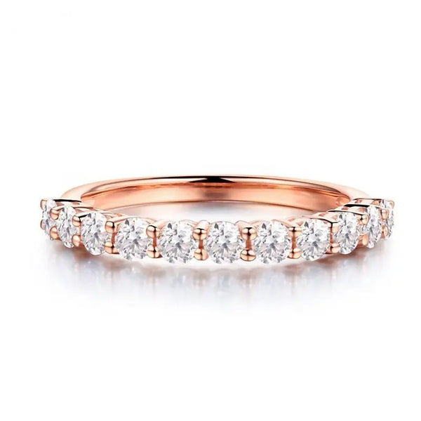 14k Rose Gold Anniversary Ring / Wedding Band 0.8ct Total Moissanite Engagement Rings & Jewelry | Luxus Moissanite