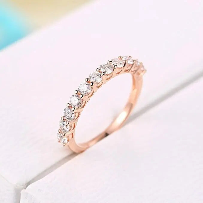 14k Rose Gold Anniversary Ring / Wedding Band 0.8ct Total Moissanite Engagement Rings & Jewelry | Luxus Moissanite
