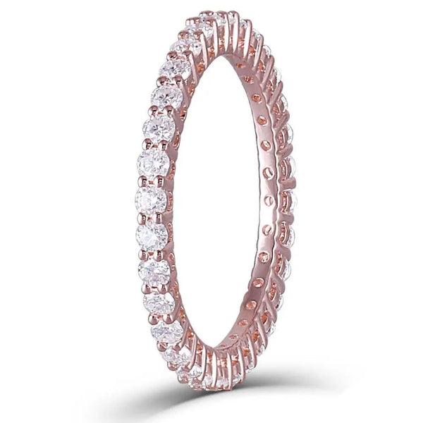 14k Rose Gold Eternity Ring / Wedding Band 0.75ct Total Moissanite Engagement Rings & Jewelry | Luxus Moissanite