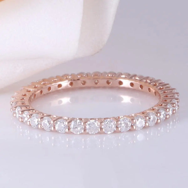 14k Rose Gold Eternity Ring / Wedding Band 0.75ct Total Moissanite Engagement Rings & Jewelry | Luxus Moissanite