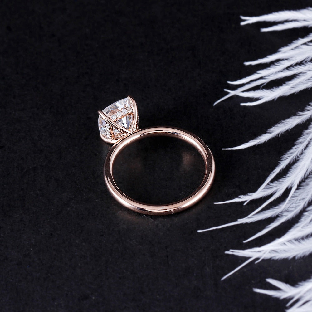 14k Rose Gold Hidden Halo Cushion Cut Moissanite Ring 1.5ct Moissanite Engagement Rings & Jewelry | Luxus Moissanite