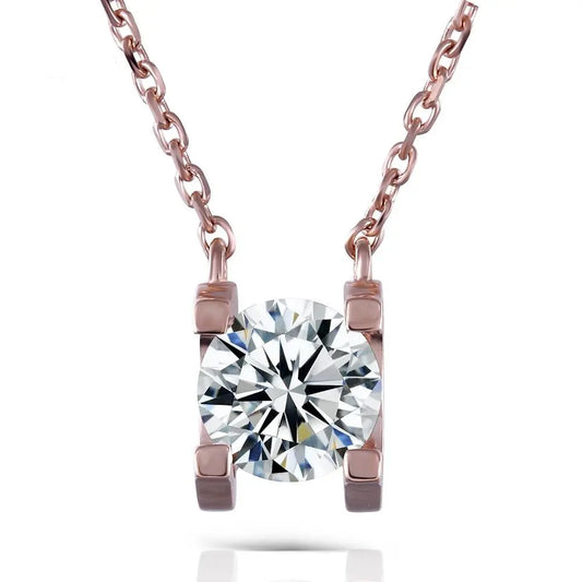 14k Rose Gold Moissanite Necklace 1ct Moissanite Engagement Rings & Jewelry | Luxus Moissanite