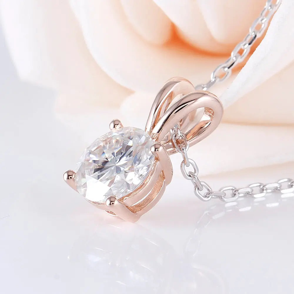 14k Rose Gold Moissanite Necklace 1ct Moissanite Engagement Rings & Jewelry | Luxus Moissanite