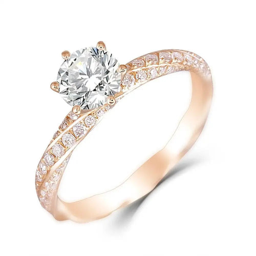 14k Rose Gold Moissanite Ring 1ct Center Stone Moissanite Engagement Rings & Jewelry | Luxus Moissanite