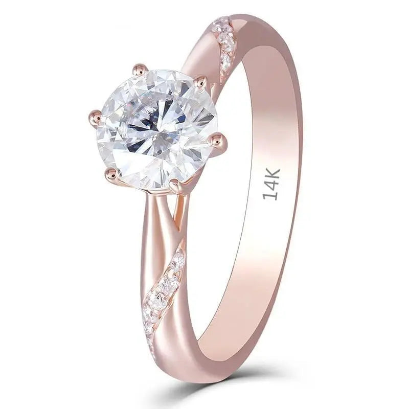 14k Rose Gold Moissanite Ring 1ct Center Stone Moissanite Engagement Rings & Jewelry | Luxus Moissanite | Best Engagement Rings Near Me