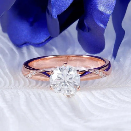 14k Rose Gold Moissanite Ring 1ct Center Stone Moissanite Engagement Rings & Jewelry | Luxus Moissanite | Best Engagement Rings Near Me