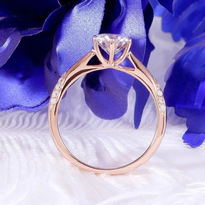 14k Rose Gold Moissanite Ring 1ct Center Stone Moissanite Engagement Rings & Jewelry | Luxus Moissanite | Best Engagement Rings Near Me