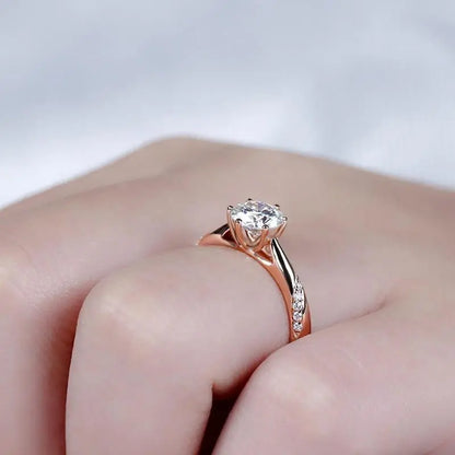 14k Rose Gold Moissanite Ring 1ct Center Stone Moissanite Engagement Rings & Jewelry | Luxus Moissanite | Best Engagement Rings Near Me