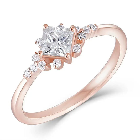 14k Rose Gold Princess Cut Moissanite Ring 0.4ct Center Stone Moissanite Engagement Rings & Jewelry | Luxus Moissanite | Best Engagement Ring Gold Rose!