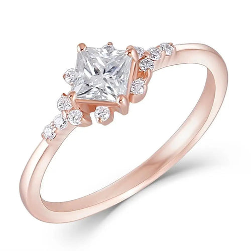 14k Rose Gold Princess Cut Moissanite Ring 0.4ct Center Stone Moissanite Engagement Rings & Jewelry | Luxus Moissanite | Best Engagement Ring Gold Rose!