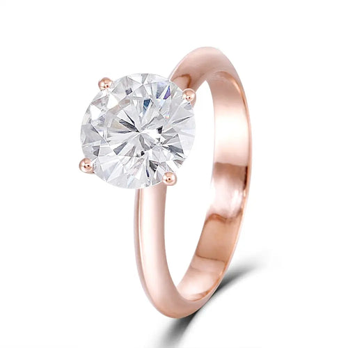 14k Rose Gold Solitaire Moissanite Ring 2.5ct Moissanite Engagement Rings & Jewelry |  Rose Gold Solitaire Moissanite Ring | Luxus Moissanite