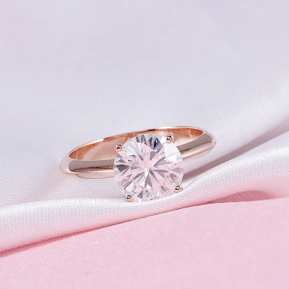 14k Rose Gold Solitaire Moissanite Ring 2.5ct Moissanite Engagement Rings & Jewelry | &nbsp; Rose Gold Solitaire Moissanite Ring |Luxus Moissanite