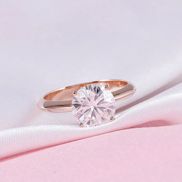 14k Rose Gold Solitaire Moissanite Ring 2.5ct Moissanite Engagement Rings & Jewelry | Luxus Moissanite