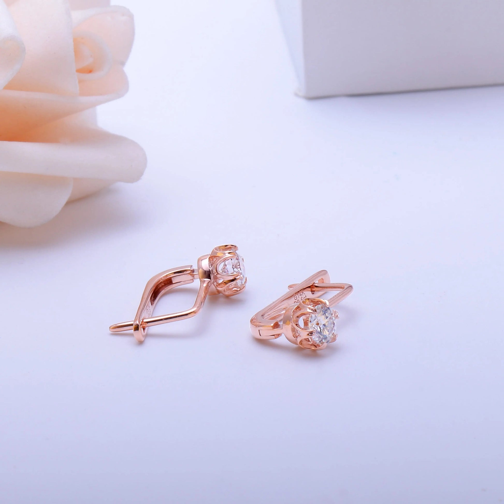 14k Rose Gold U Hoop Moissanite Earrings 1ctw Moissanite Engagement Rings & Jewelry | Luxus Moissanite | 14k Rose Gold U Hoop Moissanite Earrings 1ctw / Elegant Hoop Earrings Collection