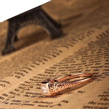 14k Rose Gold Vintage / Unique Moissanite Ring 0.1ct Moissanite Engagement Rings & Jewelry | Luxus Moissanite Vintage Wedding Ring