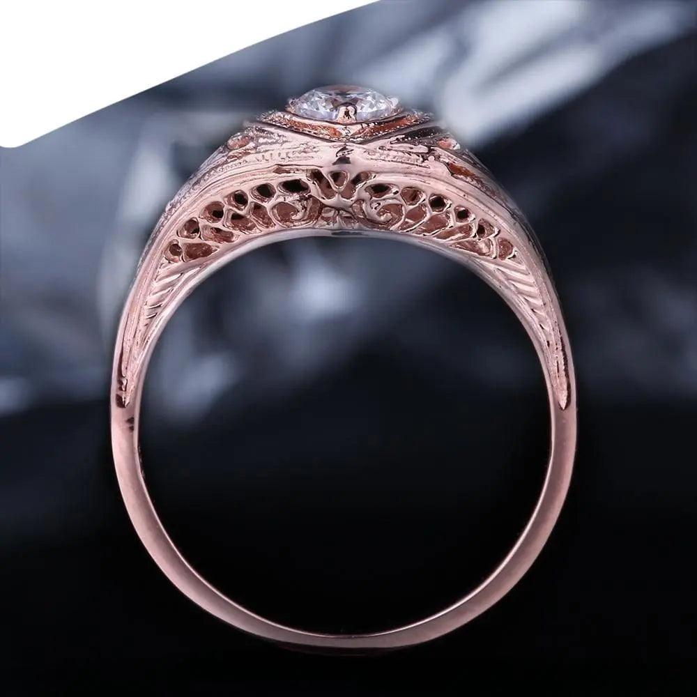 14k Rose Gold Vintage / Unique Moissanite Ring 0.3ct Moissanite Engagement Rings & Jewelry | Luxus Moissanite Rings for Women Engagement Collection