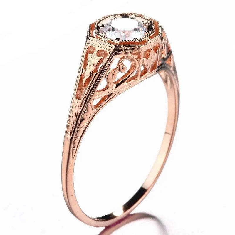 14k Rose Gold Vintage / Unique Moissanite Ring 0.4ct Moissanite Engagement Rings & Jewelry | Luxus Moissanite