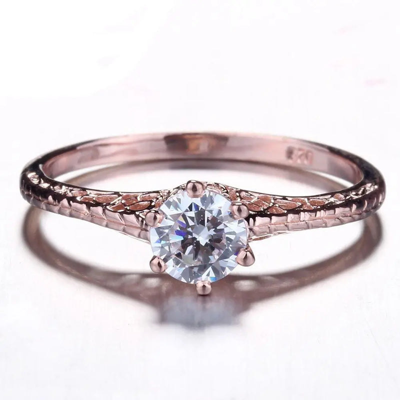 14k Rose Gold Vintage / Unique Moissanite Ring 0.5ct Moissanite Engagement Rings & Jewelry | Luxus Moissanite