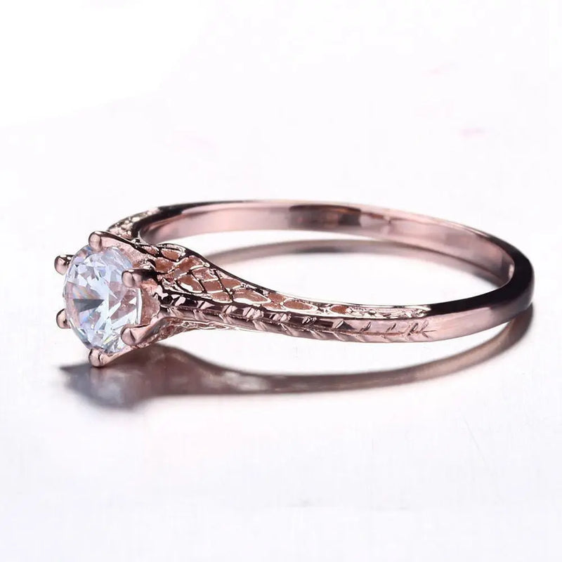 14k Rose Gold Vintage / Unique Moissanite Ring 0.5ct Moissanite Engagement Rings & Jewelry | Luxus Moissanite