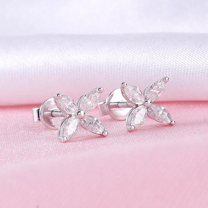 14k White / Yellow / Rose Gold Moissanite Marquise Cut Earrings 0.8ctw ...