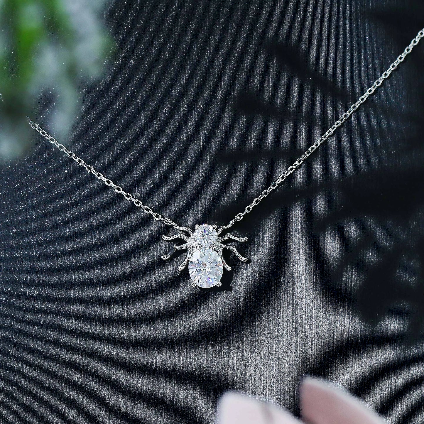 14k White / Yellow / Rose Gold Spider Moissanite Necklace / Pendant 1.25ct Total Moissanite Engagement Rings & Jewelry | Luxus Moissanite | Spider Necklace