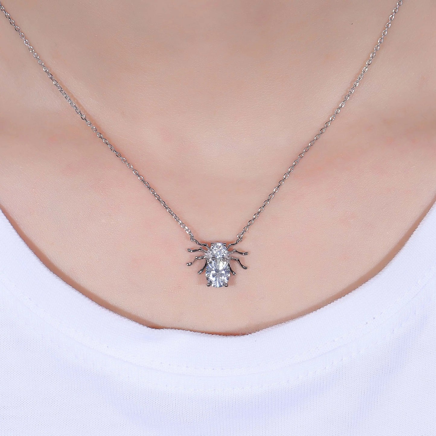 14k White / Yellow / Rose Gold Spider Moissanite Necklace / Pendant 1.25ct Total Moissanite Engagement Rings & Jewelry | Luxus Moissanite Spider Necklace