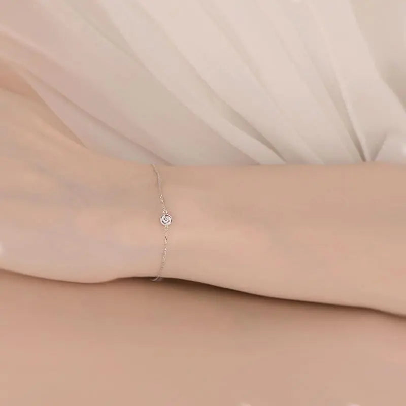 14k White / Yellow Gold Bezel Set Moissanite Bracelet 0.1ct Moissanite Engagement Rings & Jewelry | Luxus Moissanite