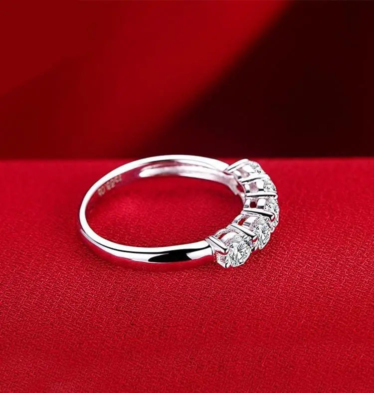 14k White Gold 7 Stone Moissanite Anniversary Band 0.21ct Total Moissanite Engagement Rings & Jewelry | Luxus Moissanite
