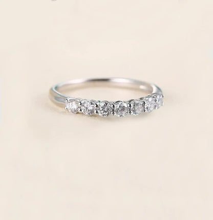 14k White Gold 7 Stone Moissanite Anniversary Band 0.7ct Total Moissanite Engagement Rings & Jewelry | Luxus Moissanite | Unique Anniversary Rings for Her