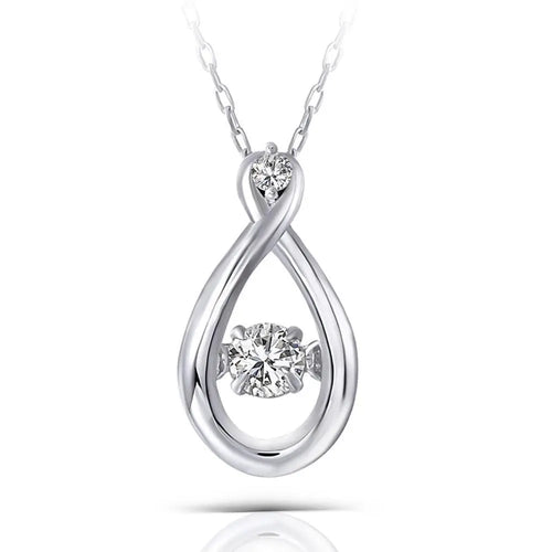 14k White Gold Dancing Moissanite Necklace 0.11ct Center Stone Moissanite Engagement Rings & Jewelry | Luxus Moissanite | Dancing Stone Necklace