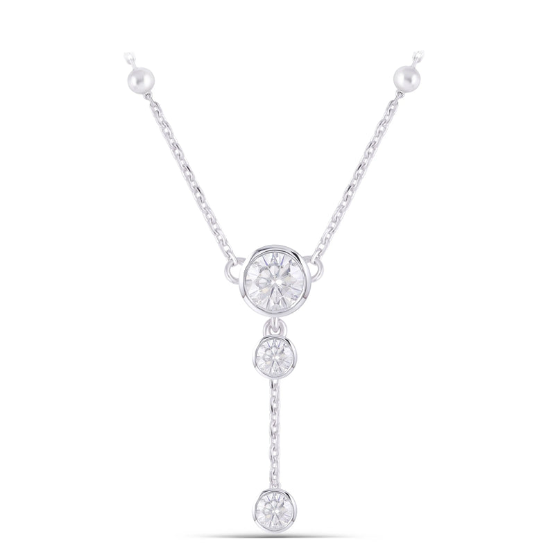14k White Gold Dangle Moissanite Necklace 1.22ct Total. Moissanite Engagement Rings & Jewelry | Luxus Moissanite