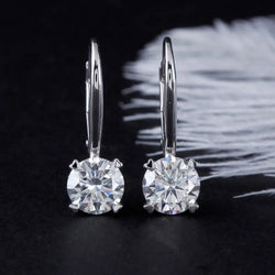 14k White Gold Drop / Dangle Moissanite Earrings 2ctw Moissanite Engagement Rings & Jewelry | Luxus Moissanite - 14k Dangle Earrings