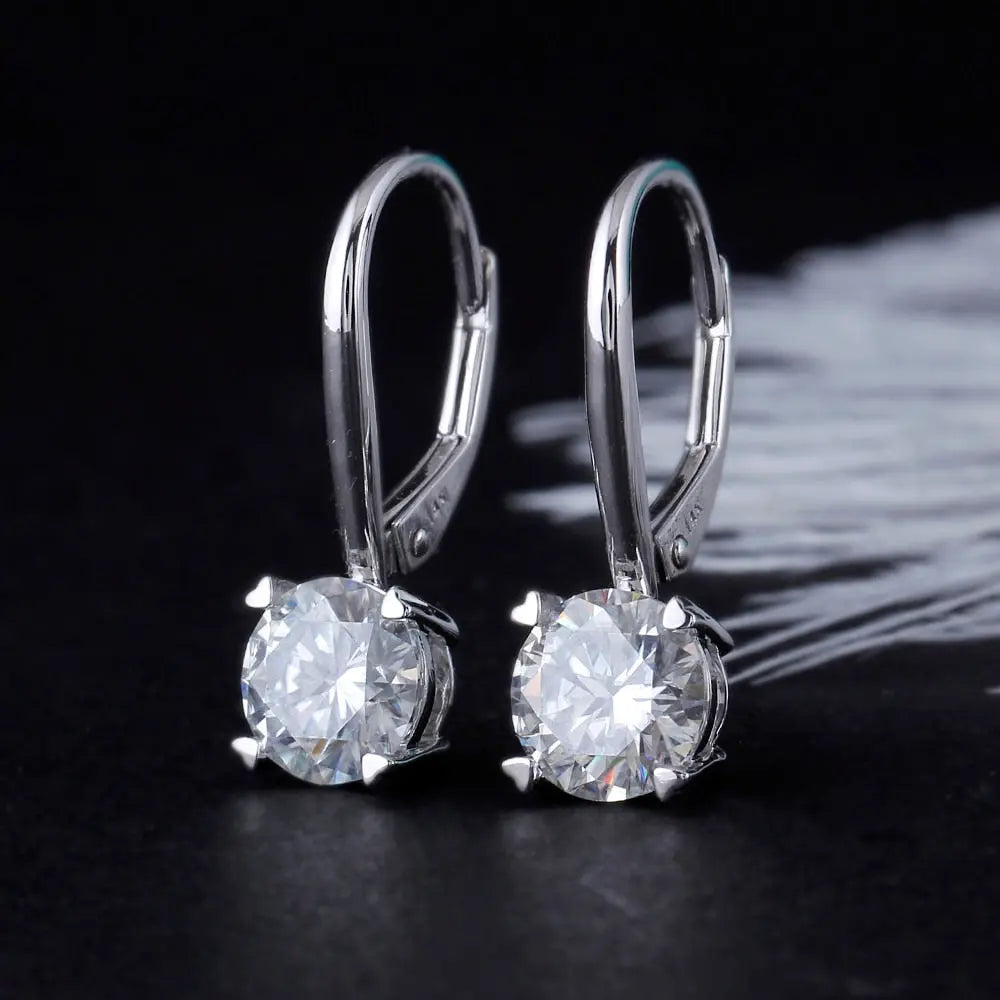 14k White Gold Drop / Dangle Moissanite Earrings 2ctw Moissanite Engagement Rings & Jewelry | Luxus Moissanite - 14k Dangle Earrings